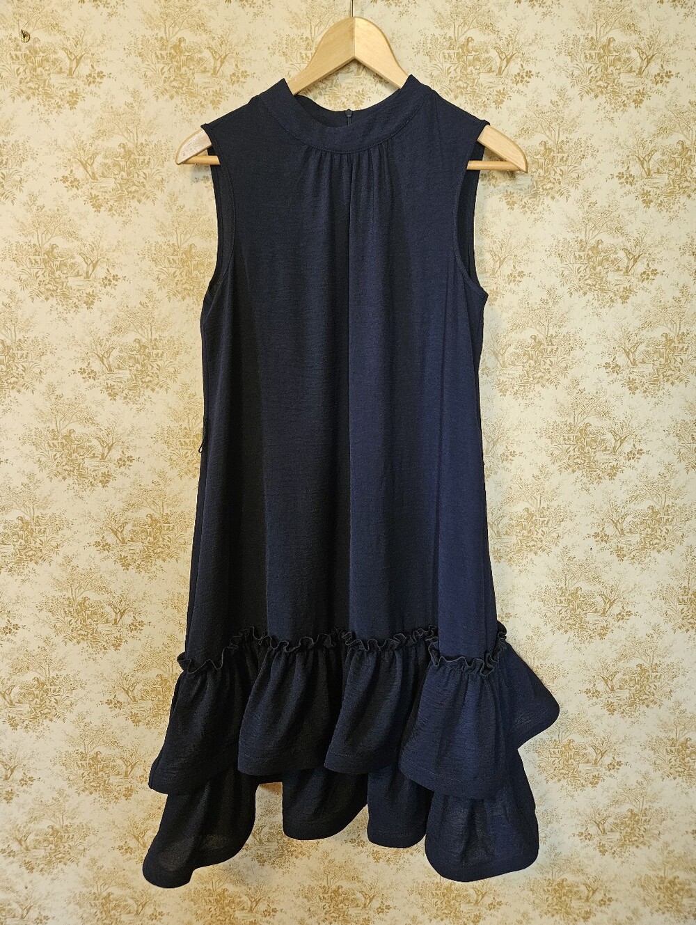 Nina Leonard Navy Blue Tiered Dress